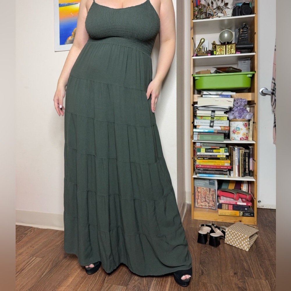 Forest Green Maxi Spaghetti Strap Sundress